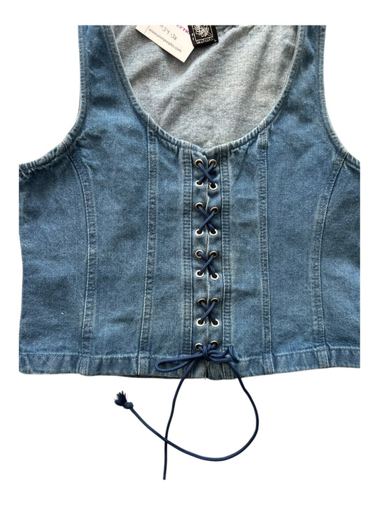 Blue Lace Up Denim Top:38”