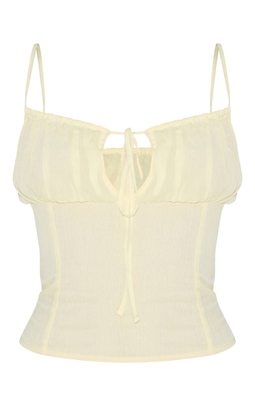 Pretty Little Thing yellow ruched bust top