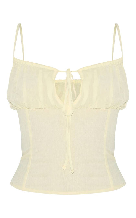 Pretty Little Thing yellow ruched bust top