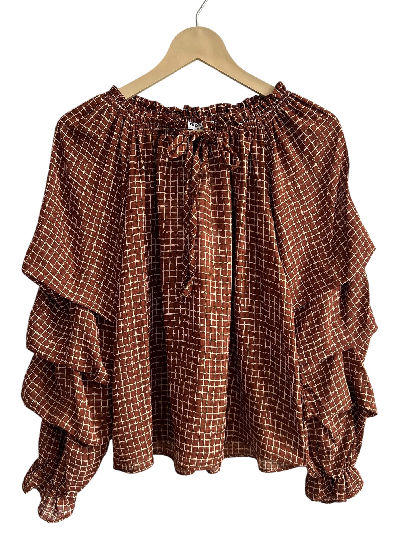 Ruffle Check Top