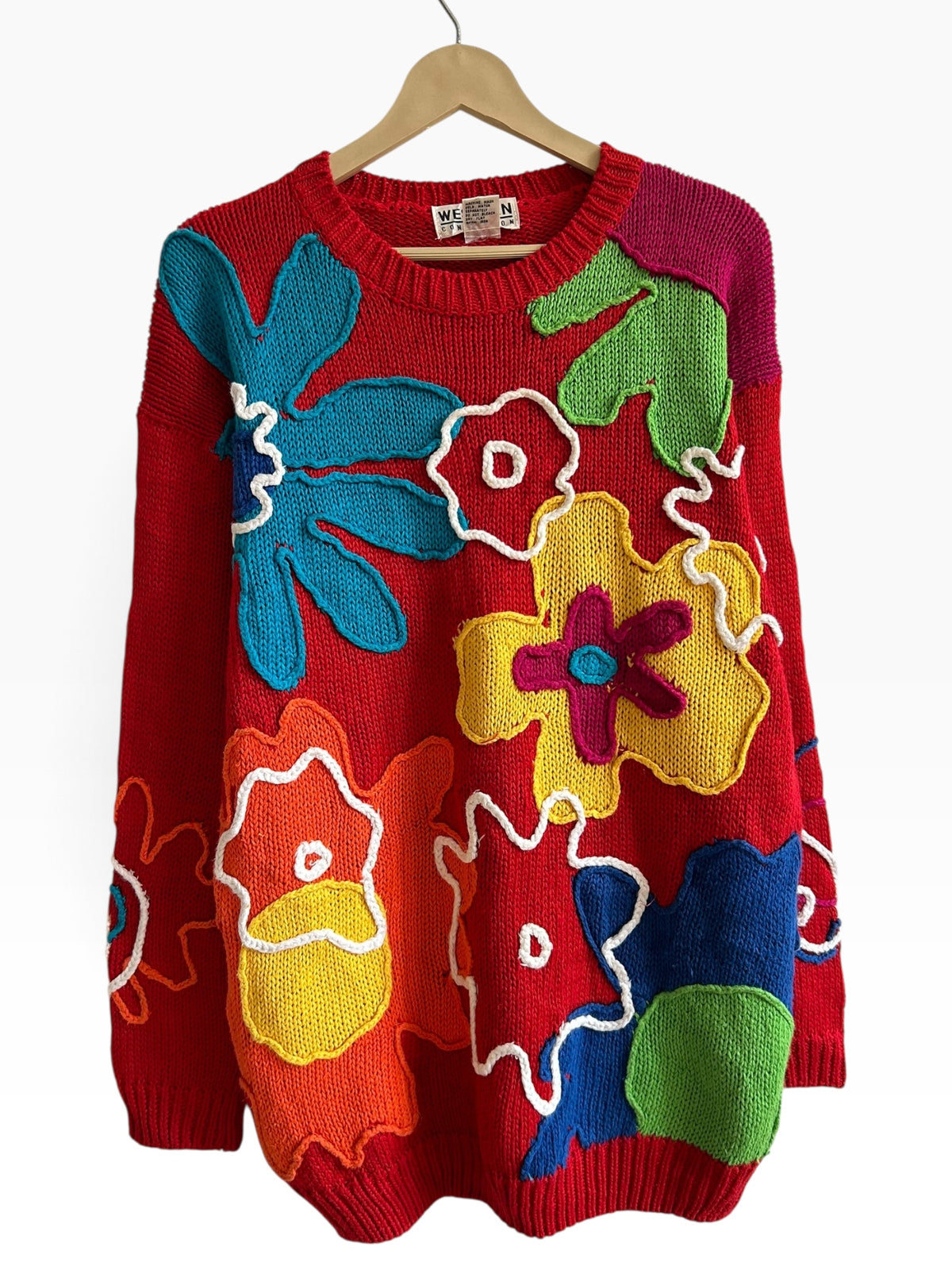 Pop Art Flower Knit Red Sweater