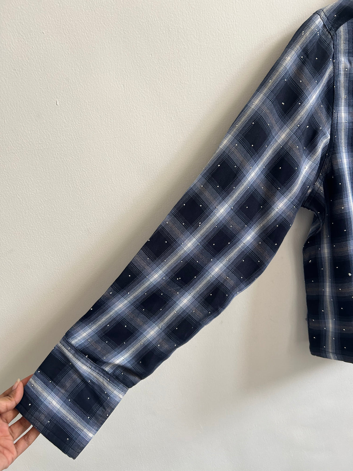 Rhinestone Check Shirt:40”