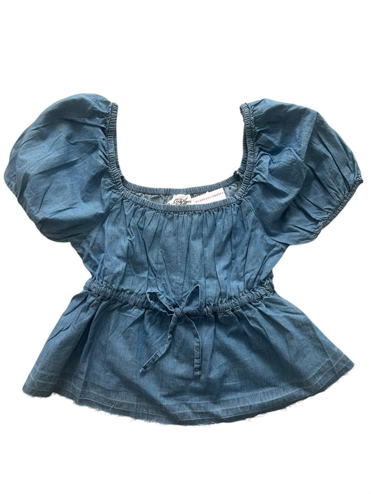 Denim Puff Sleeves Bow Top:42”