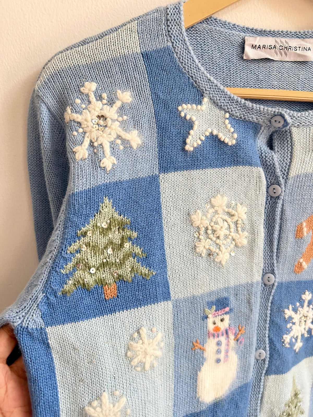 Gingerbread & Snowman Blue Cardigan
