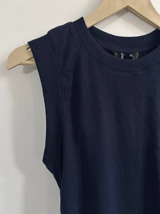 Ribbed Navy Blue Top: 42”