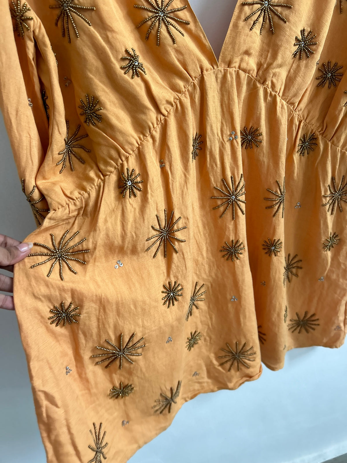 Embellished Cotton Dress: 44”