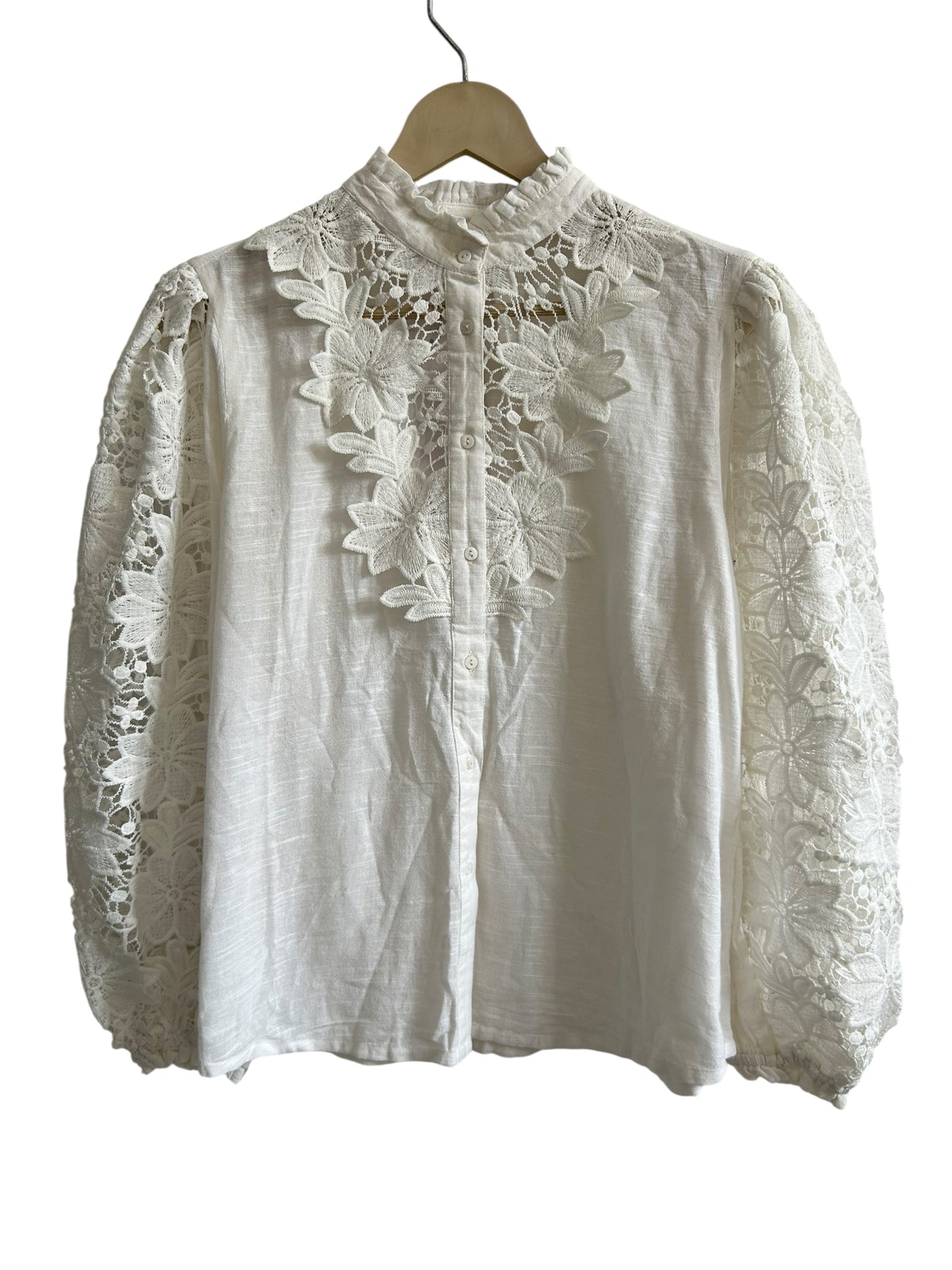 White Cotton Floral Top