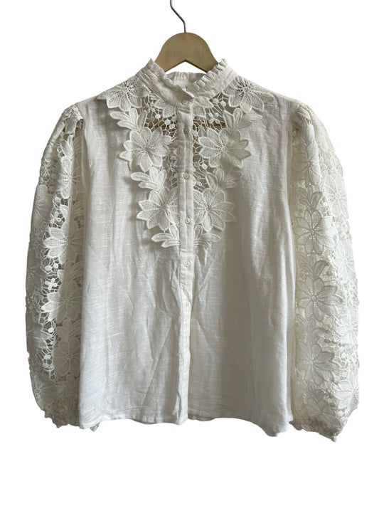 White Cotton Floral Top