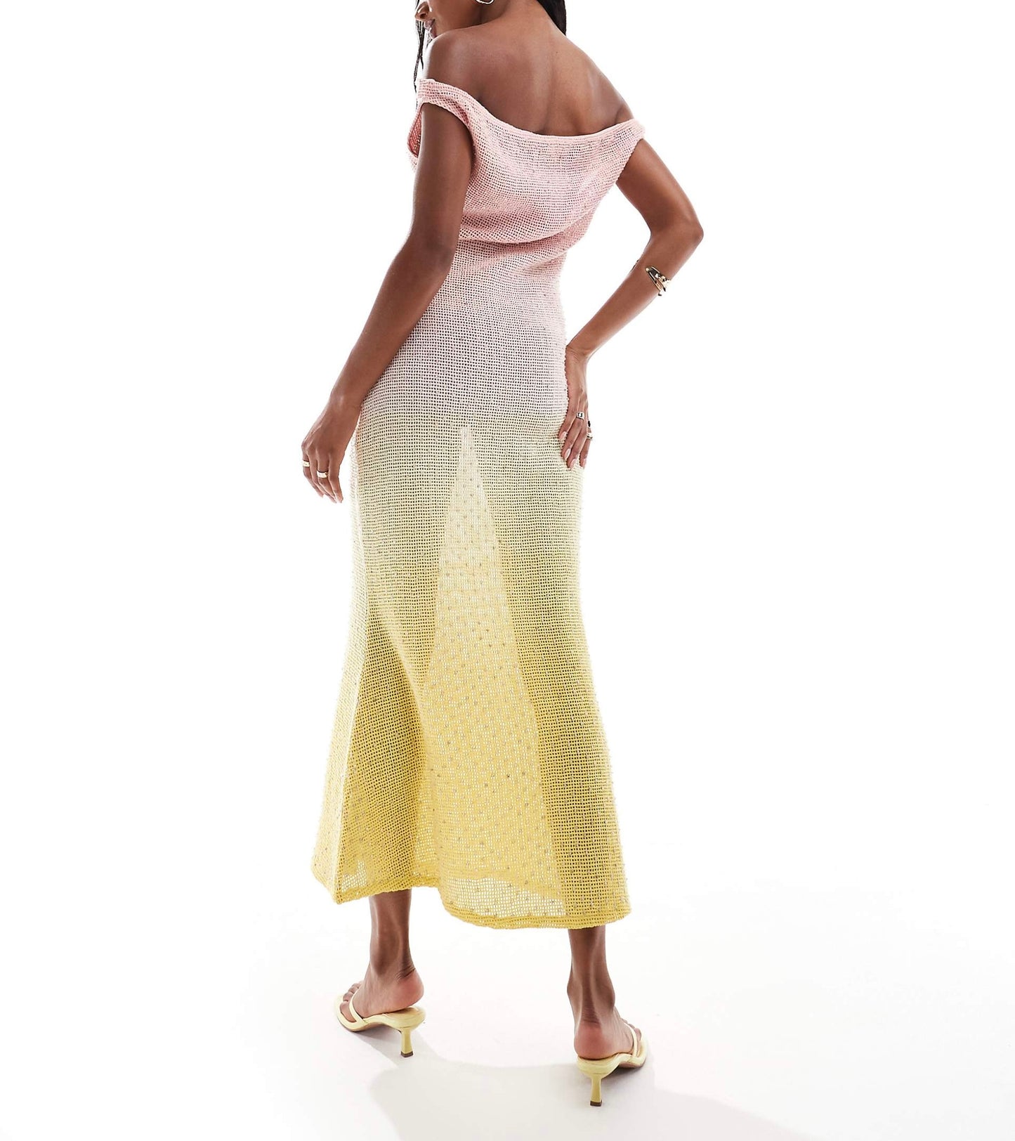 ASOS DESIGN ultimate embellished crochet maxi dress in pink and lemon