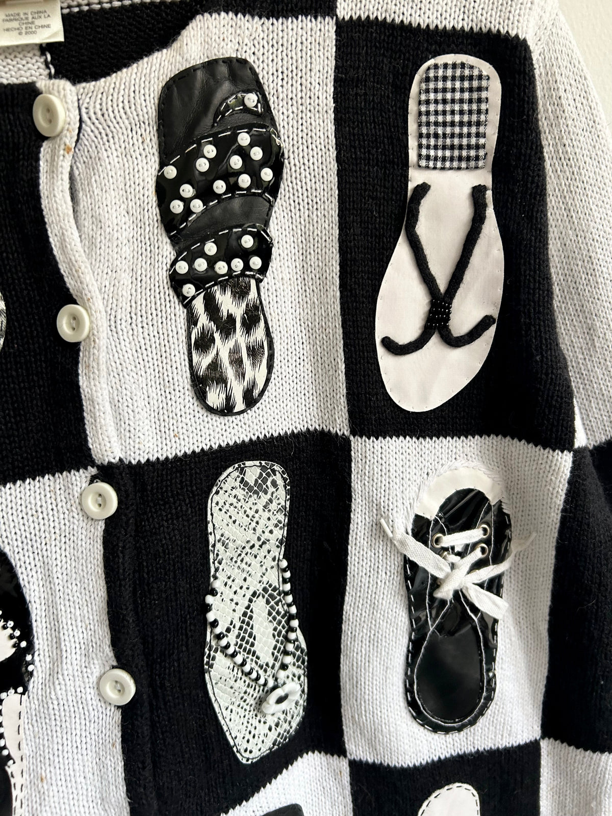 Vintage Shoe Patchwork Cardigan