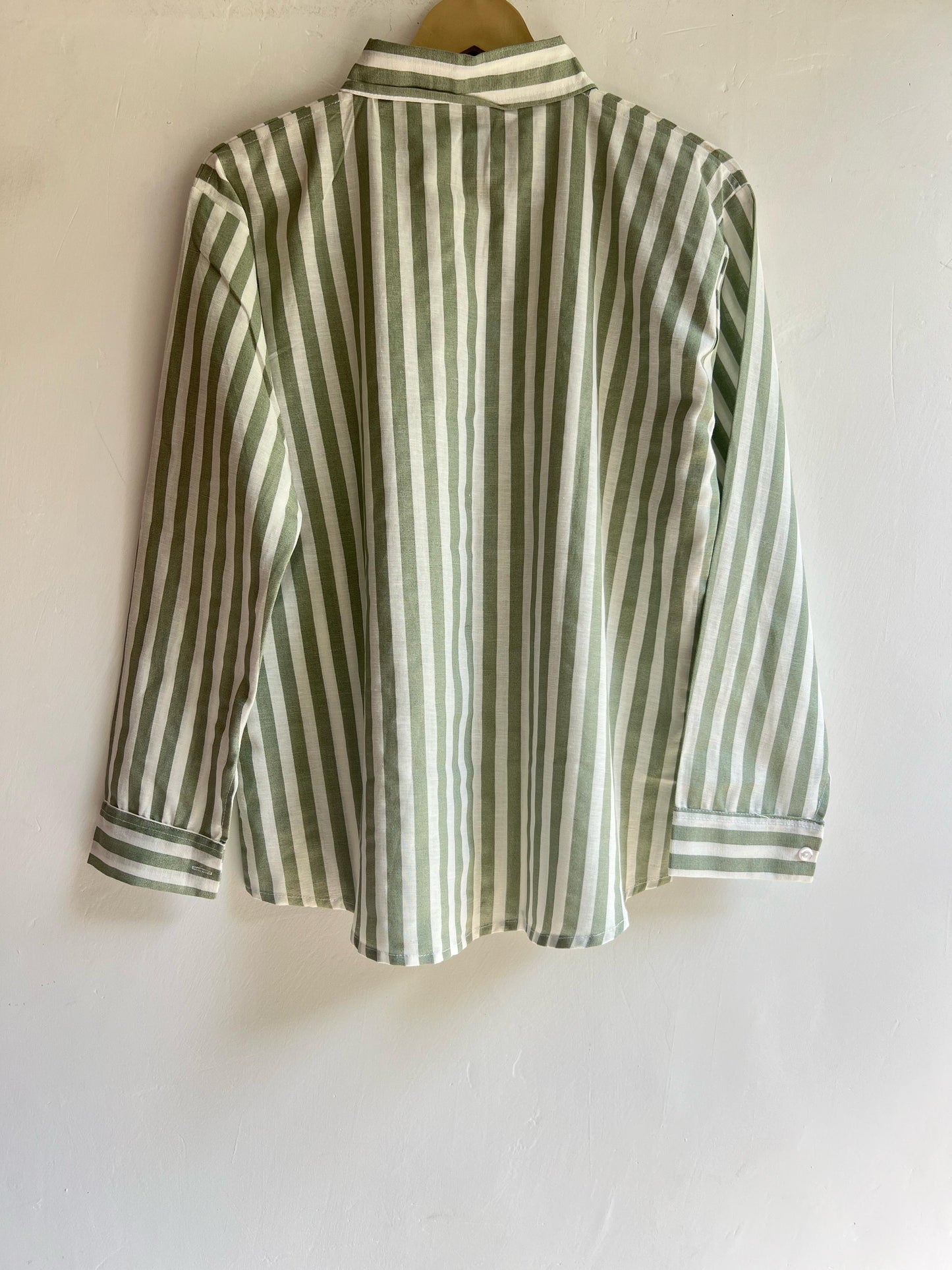 Green Cotton Striped Shirt