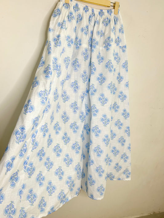 Block Print White-Blue Palazzo