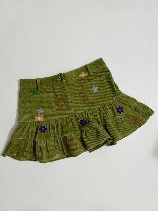 Floral Corduroy Skirt