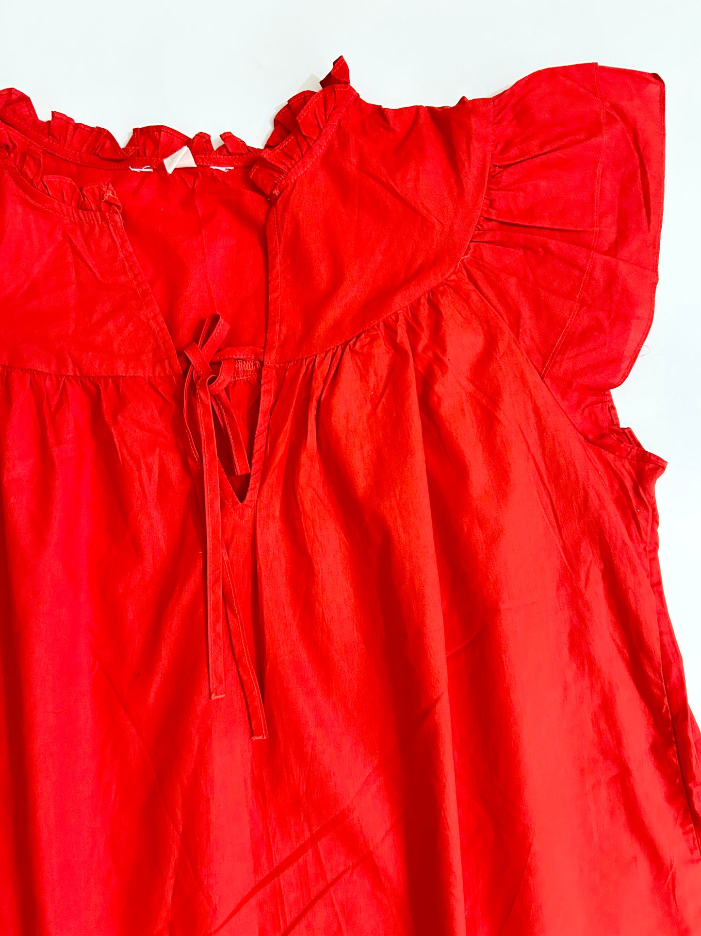 Red Ruffle Cotton Top