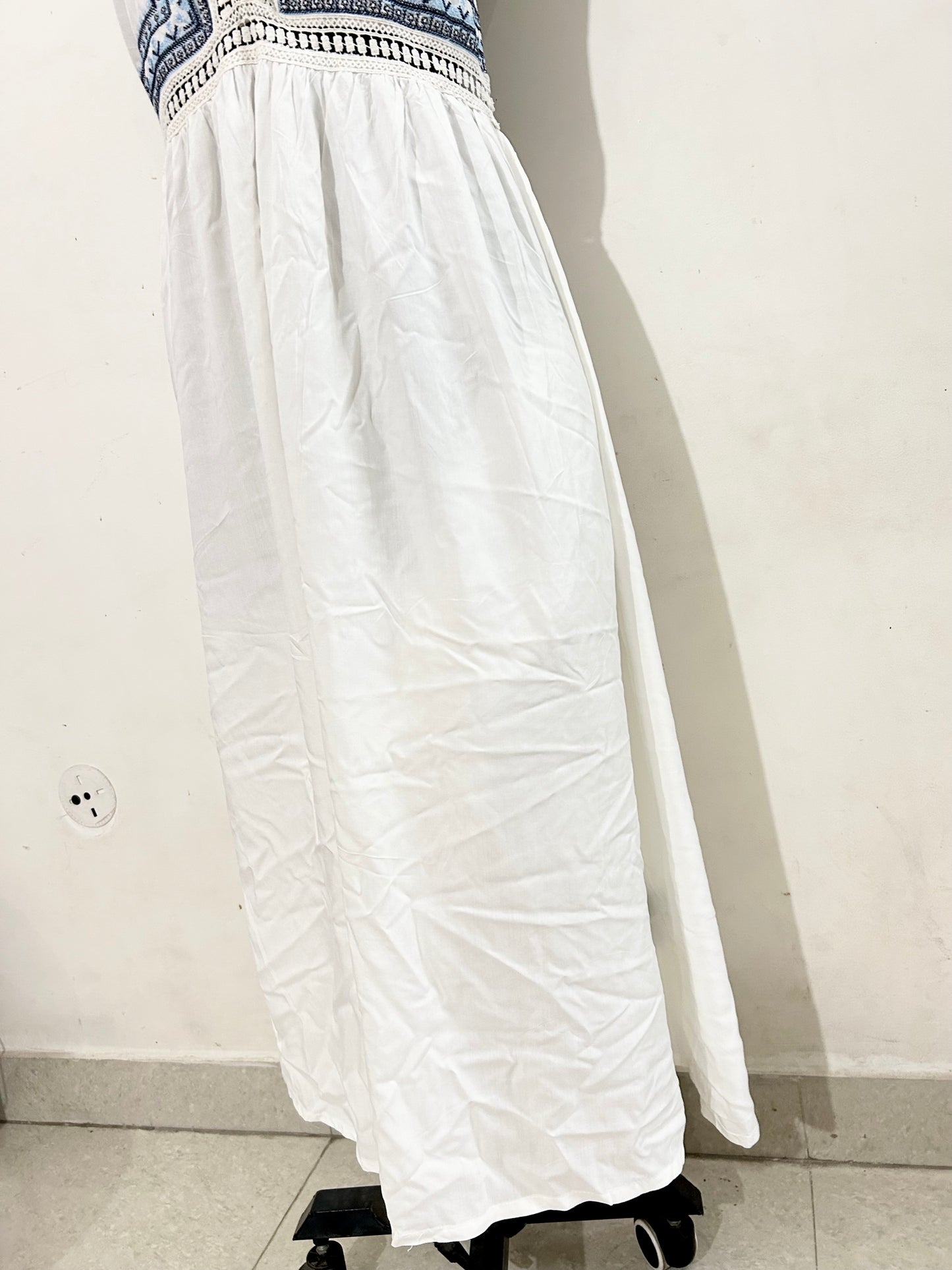 KOTON Embroidered Spaghetti Strappy Midi Dress