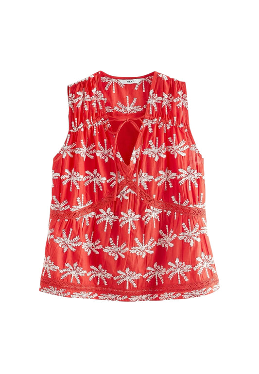 Embroidered Red Top