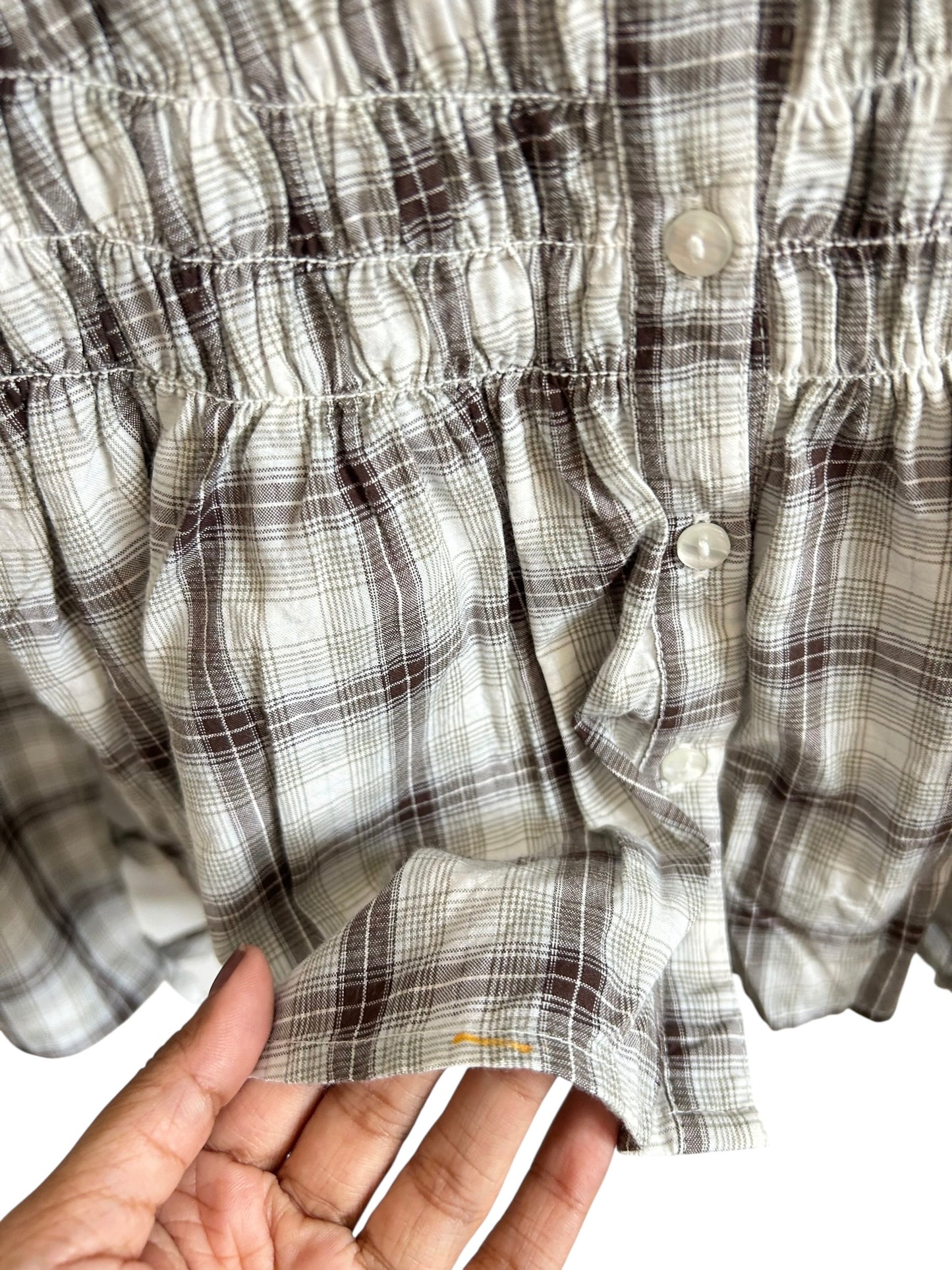 Striped Shirred Waist Shirt