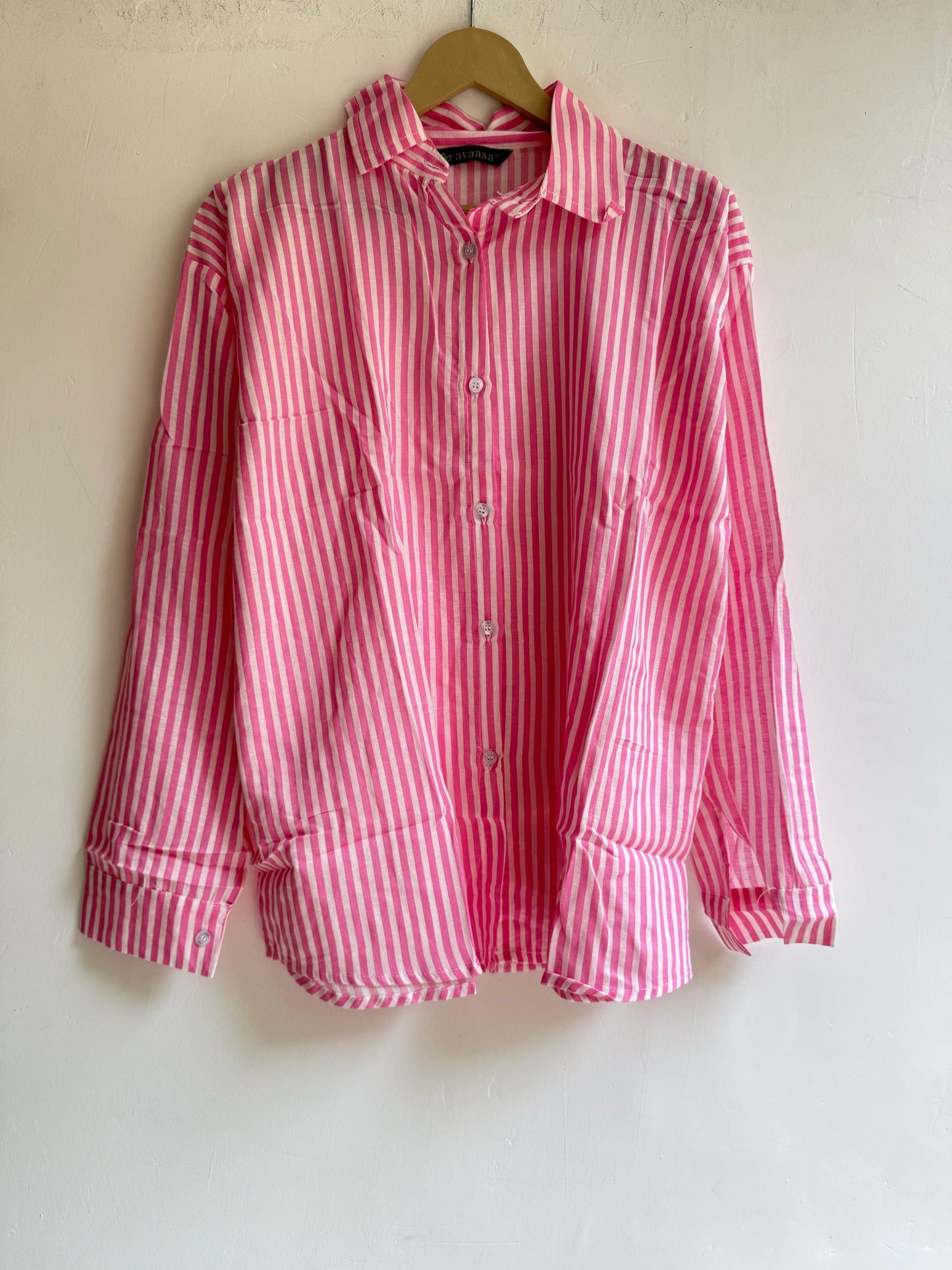 Pink Cotton Striped Shirt