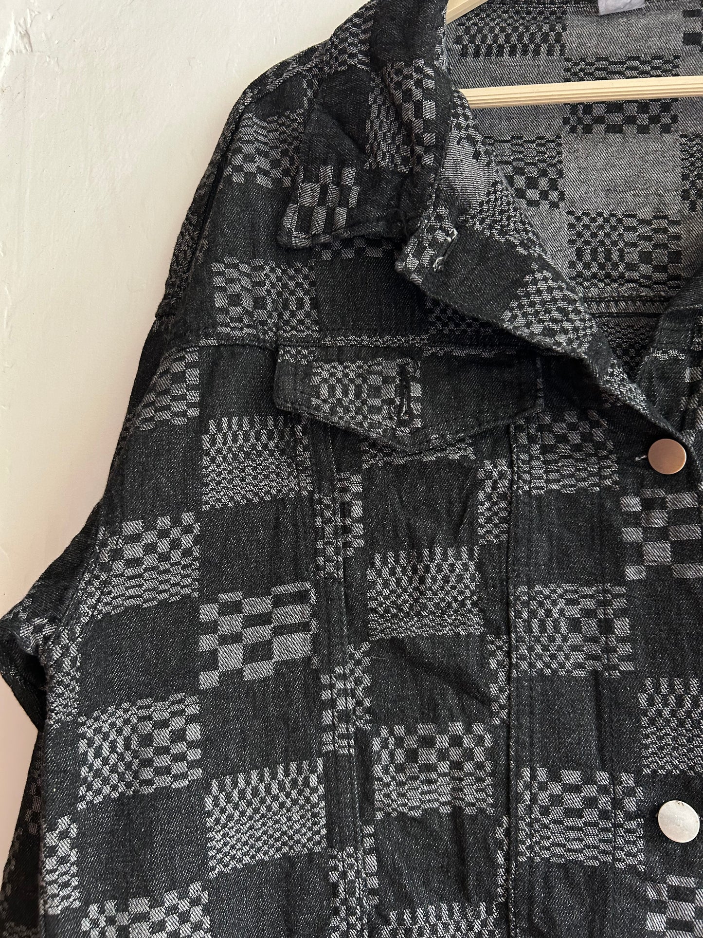 Black Patterned Denim Jacket