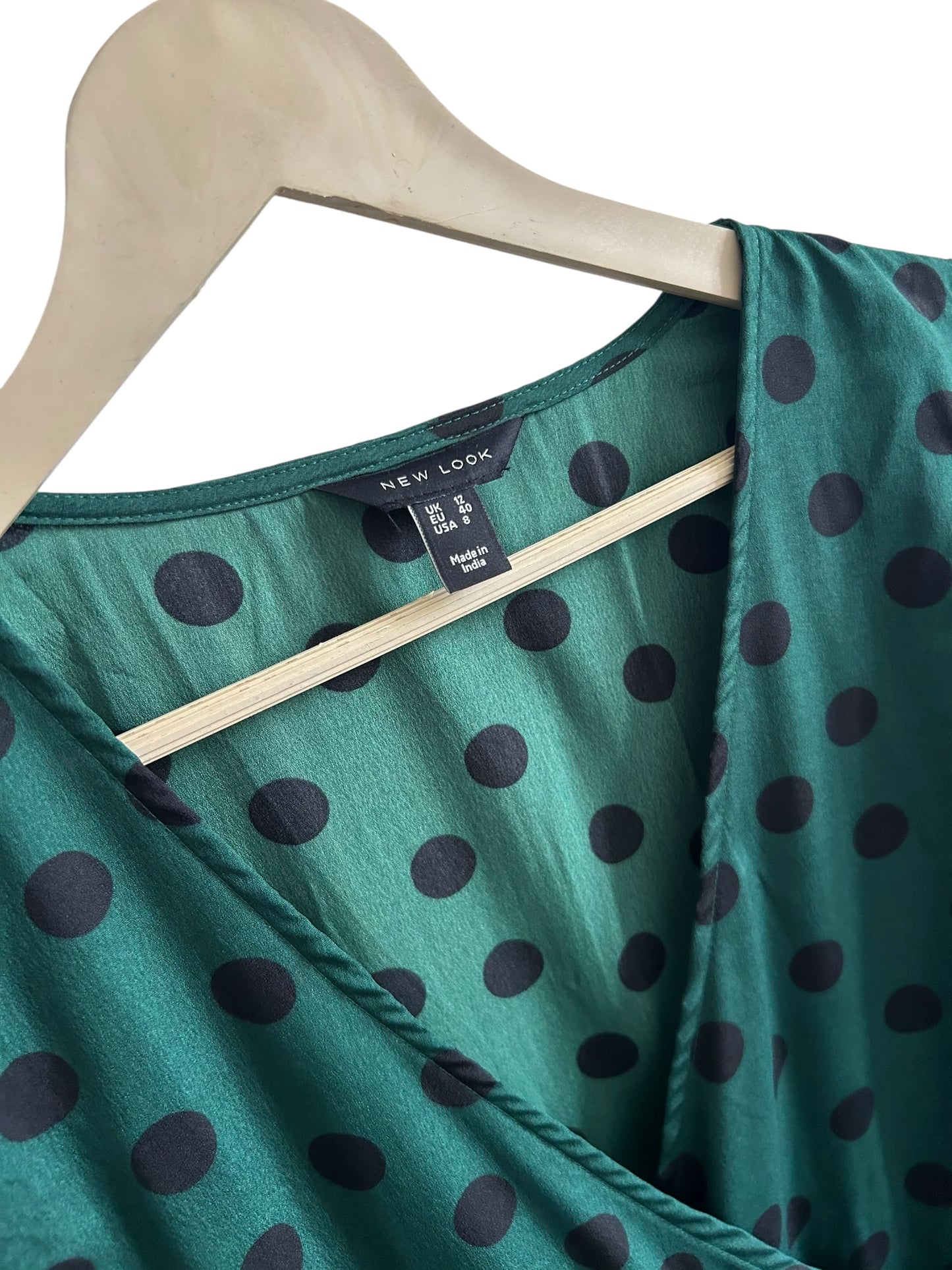 NEW LOOK Green Polka Wrap Dress