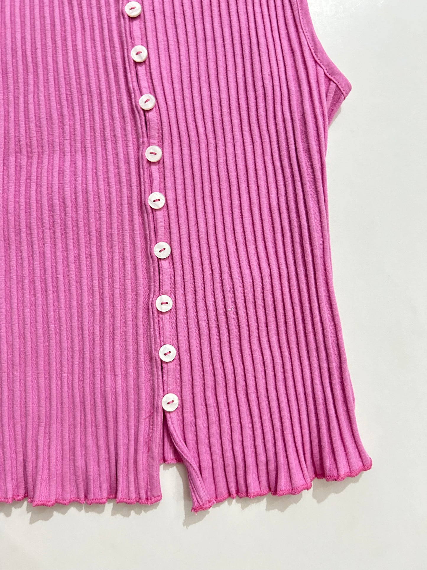 Pink Ribbed Vest Top-Bust 38 TO 40