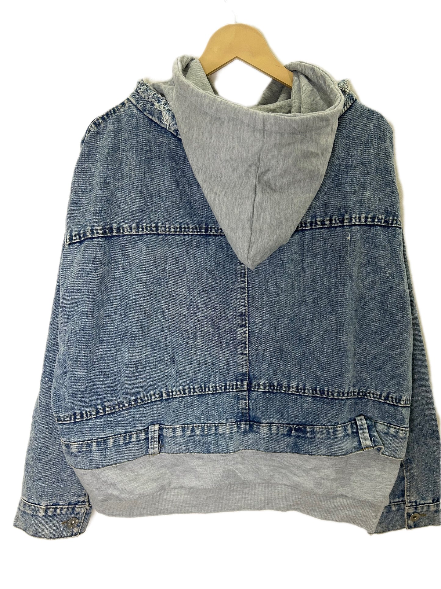Layered Denim Hooded Jacket