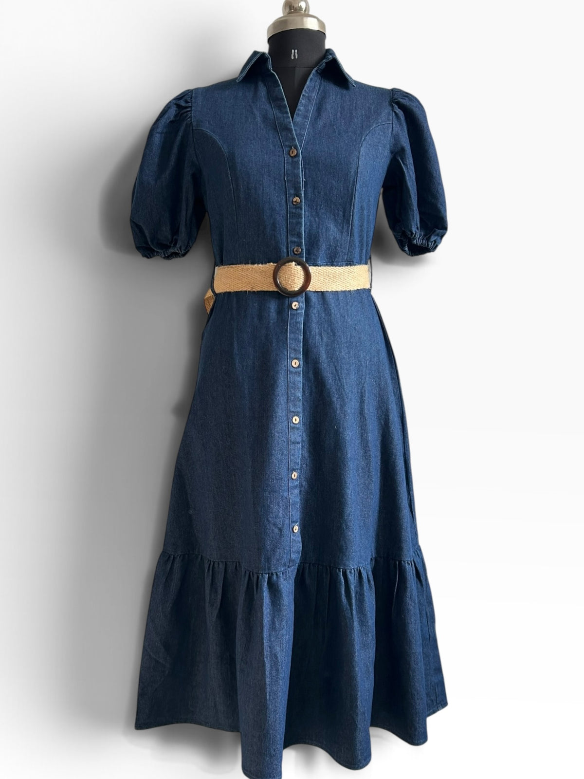 Denim Dress with Belt