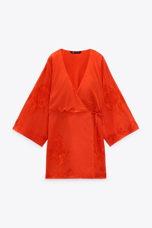 Orange ZARA Wrap Dress