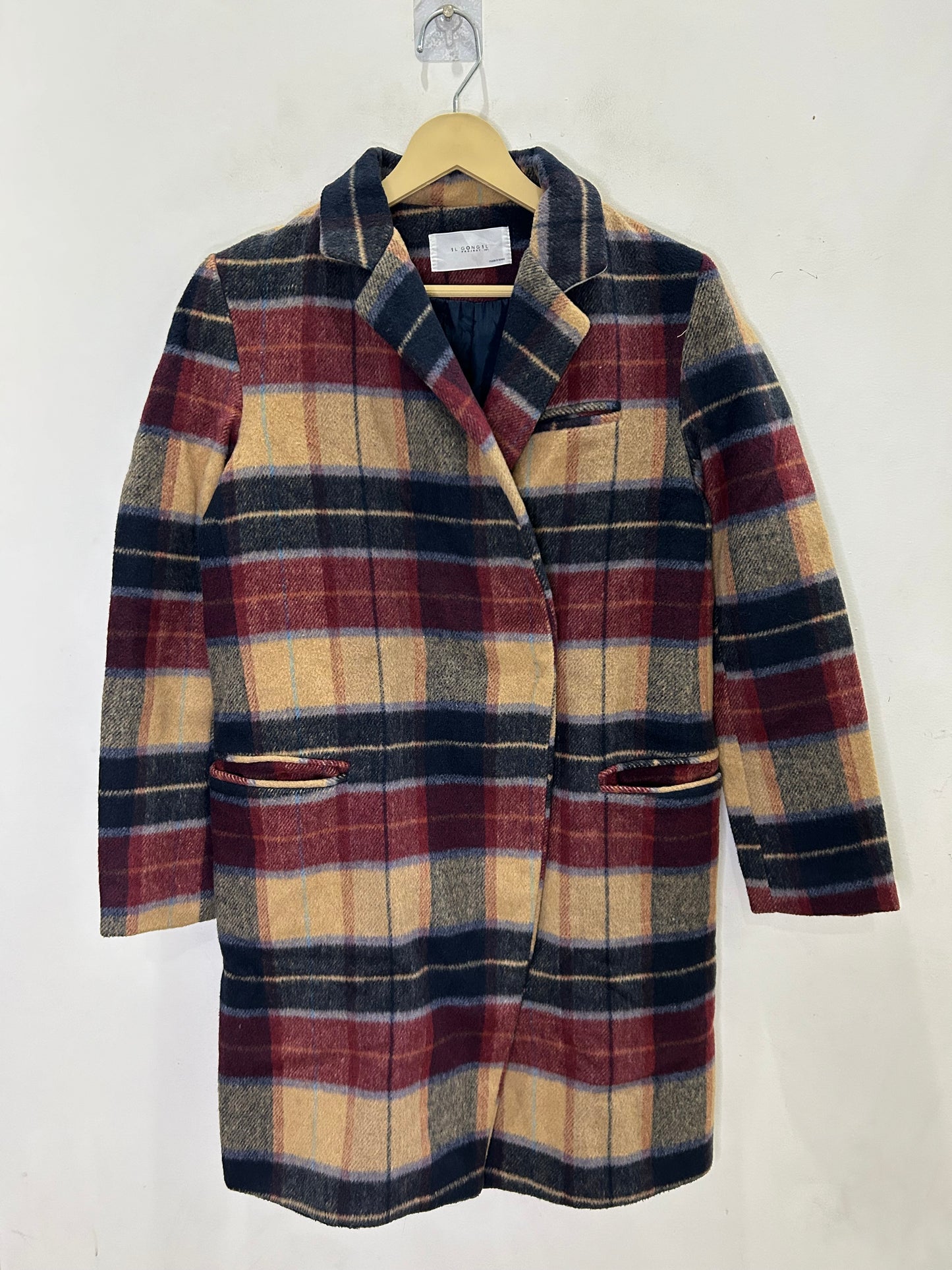 Plaid Wool Blend Coat