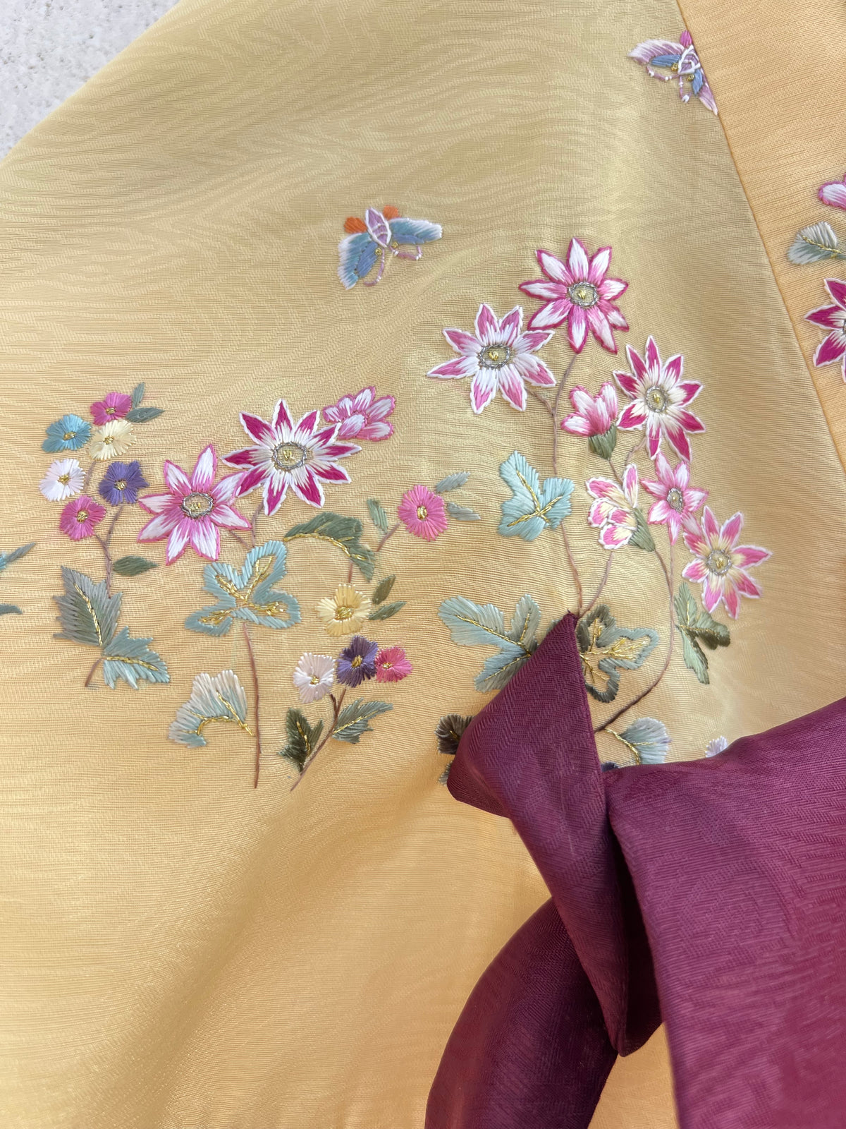 Yellow Floral Hanbok Jacket: 34”