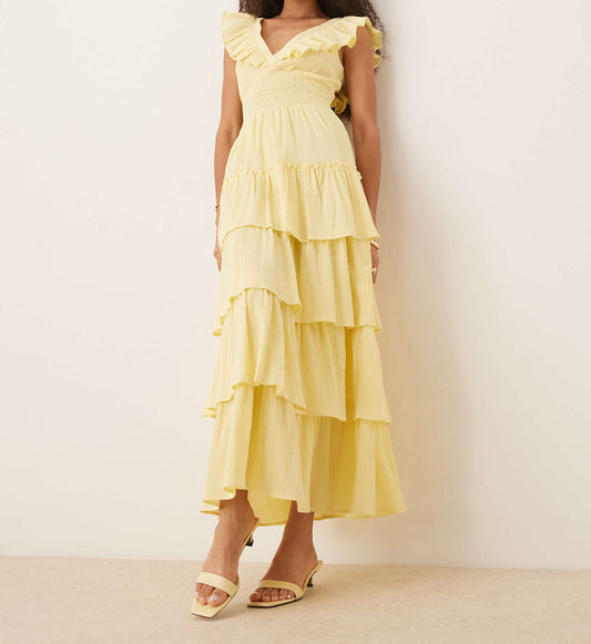Shirred Ruffle Maxi Dress