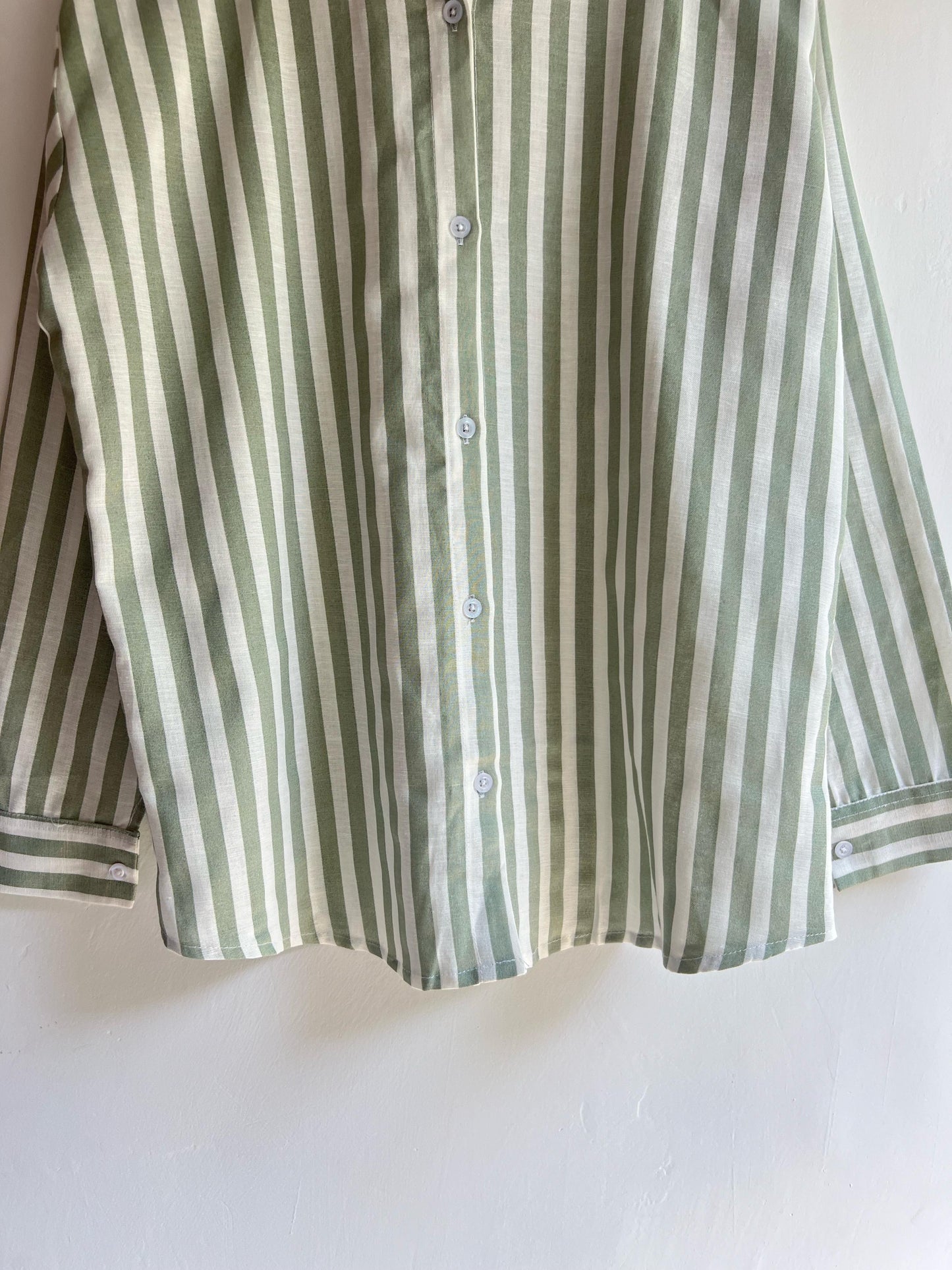 Green Cotton Striped Shirt