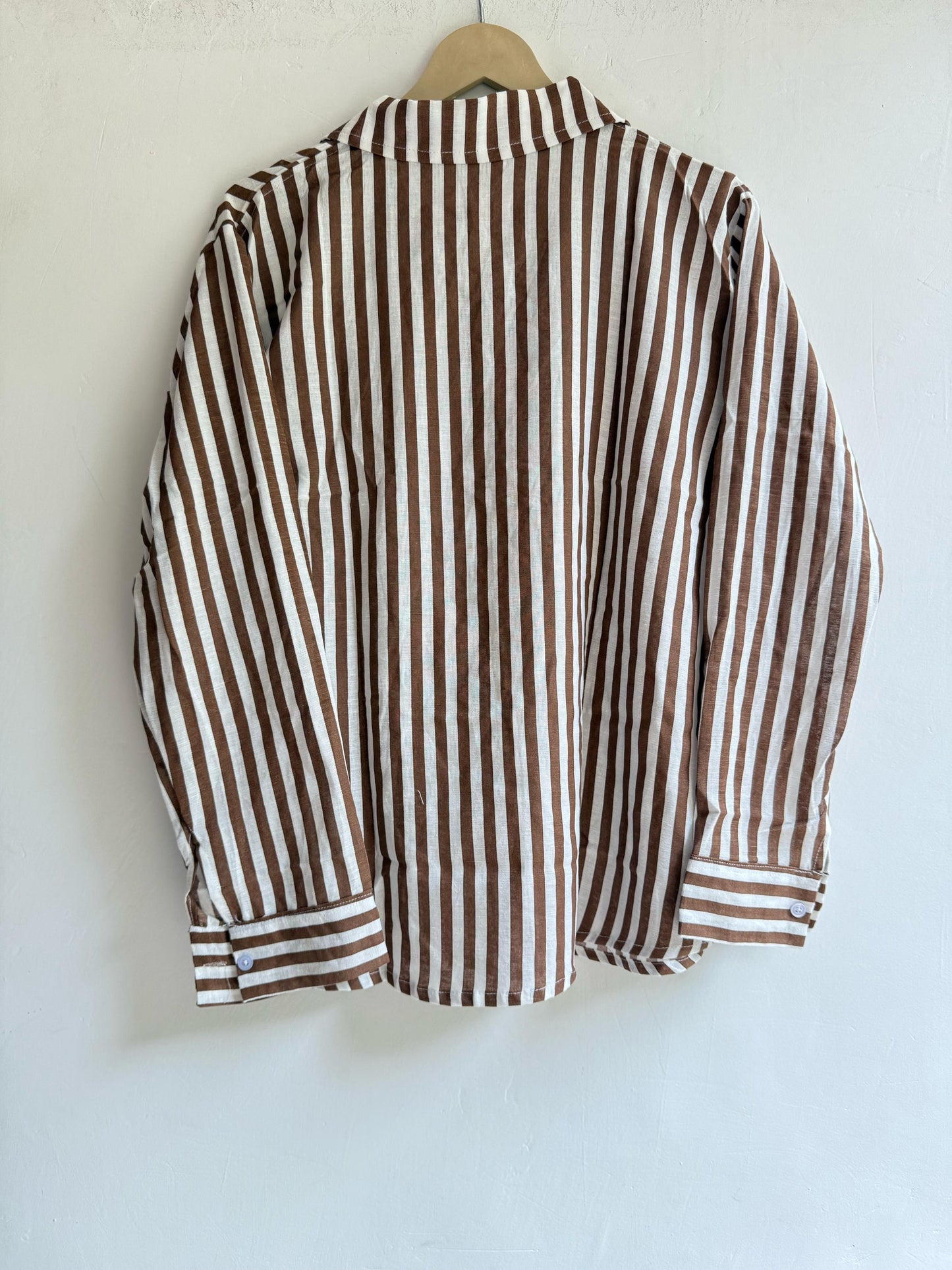 Brown Cotton Striped Shirt