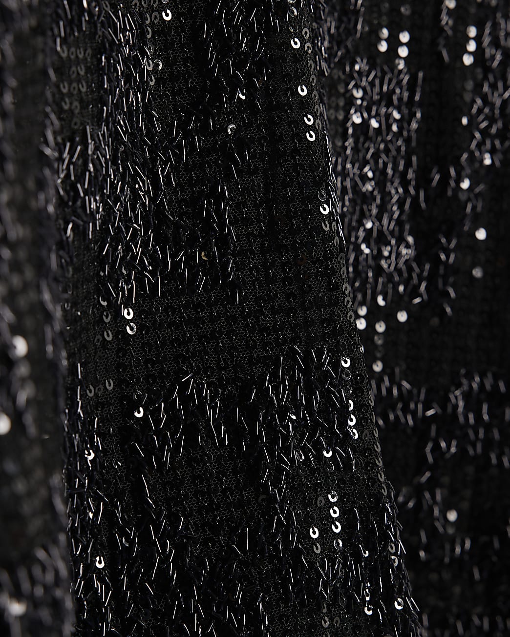 Black Sequin Keyhole Long Sleeve Top