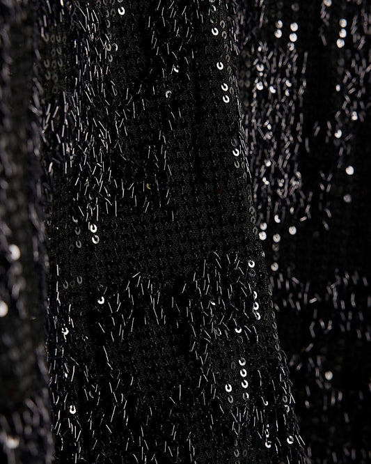 Black Sequin Keyhole Long Sleeve Top