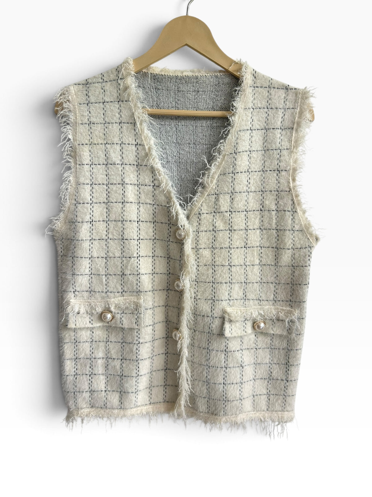 Tweed White Vest: 36”