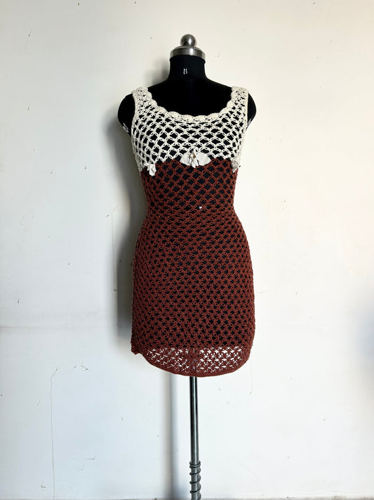 Brown Crochet Dress