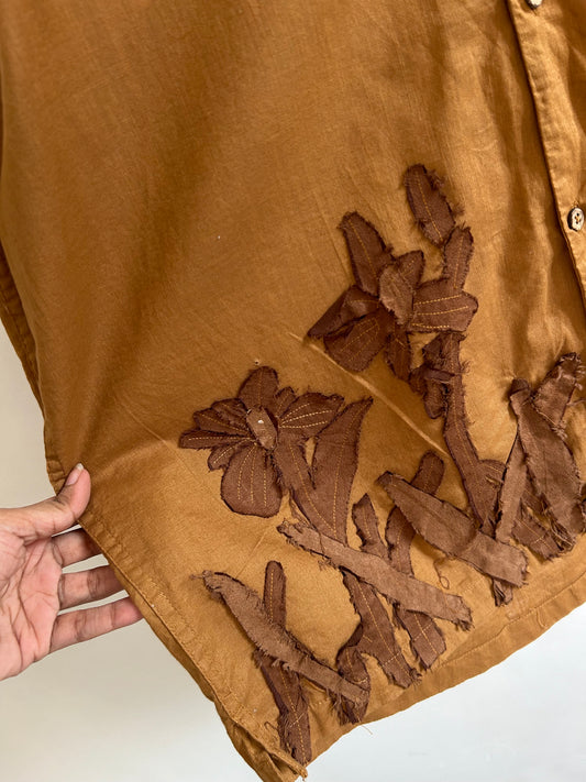 Brown Cotton Floral Shirt: 48”