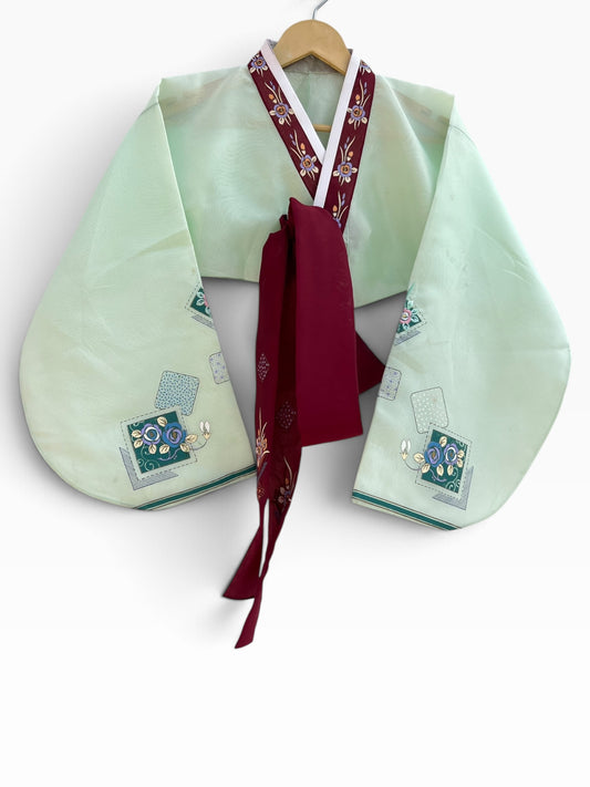 Green Floral Hanbok: 34”