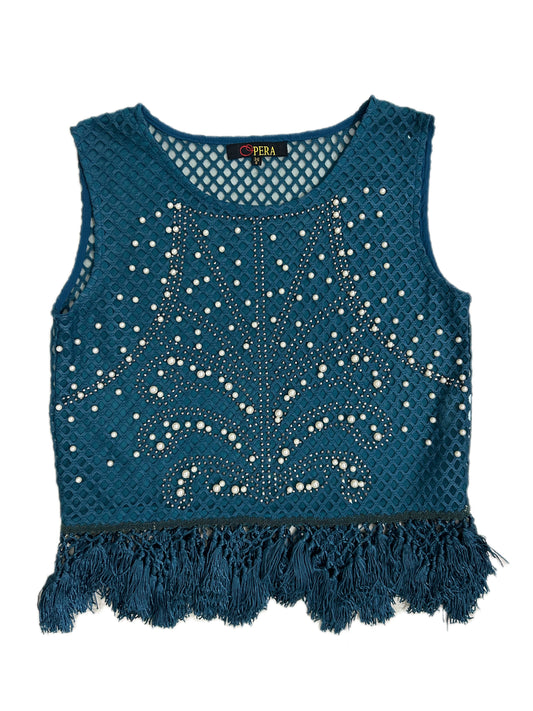 Pearl Embellished Fringe Top