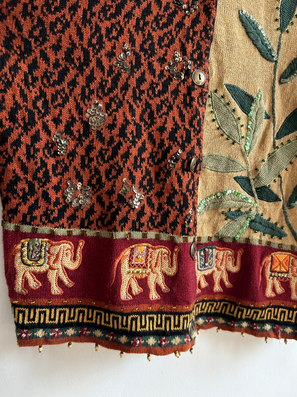 Leopard Print & Elephant Border Cardigan