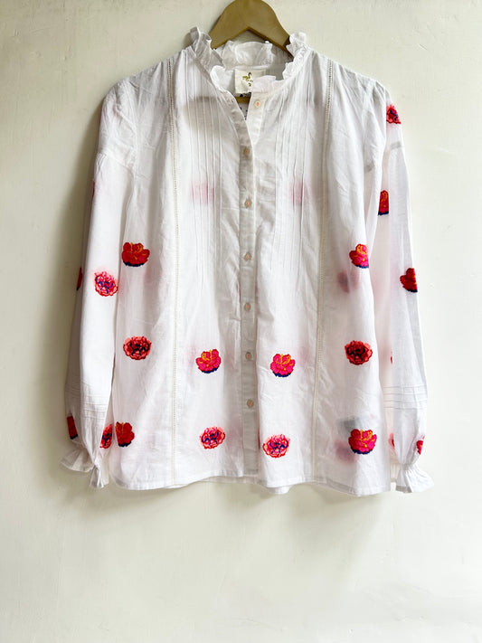 Cotton Tapestry Embroidered Shirt: Chest-38”