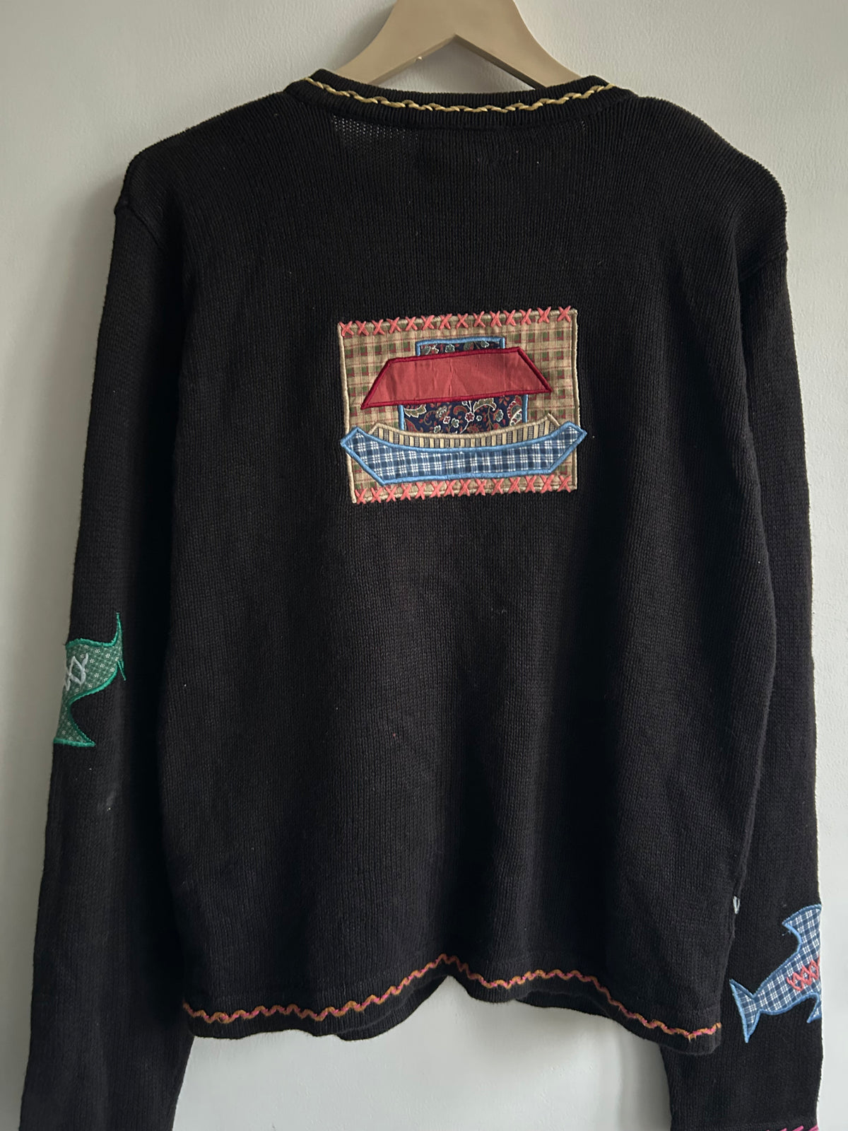 Vintage Animal Patchwork Black Cardigan