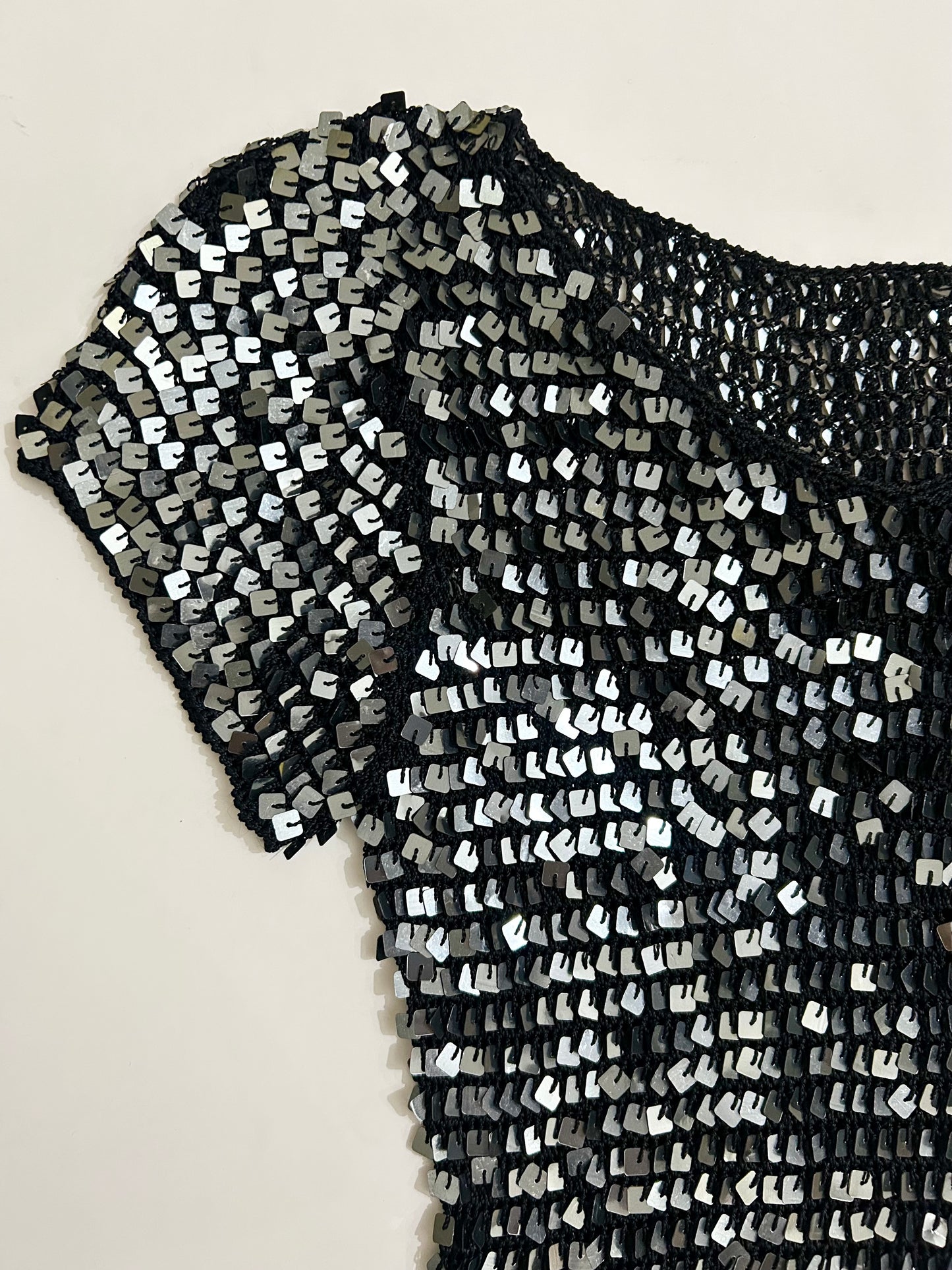Black Embellished Sequinned Top
