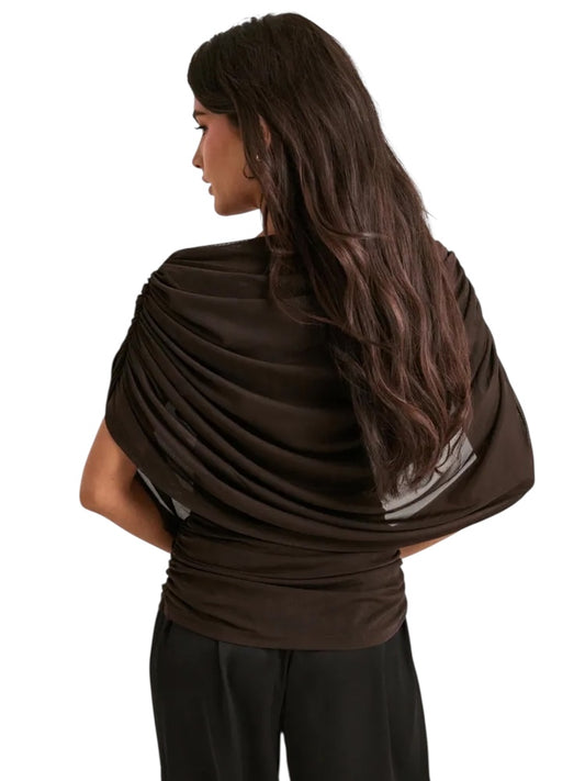 Drappy Brown Mesh Top