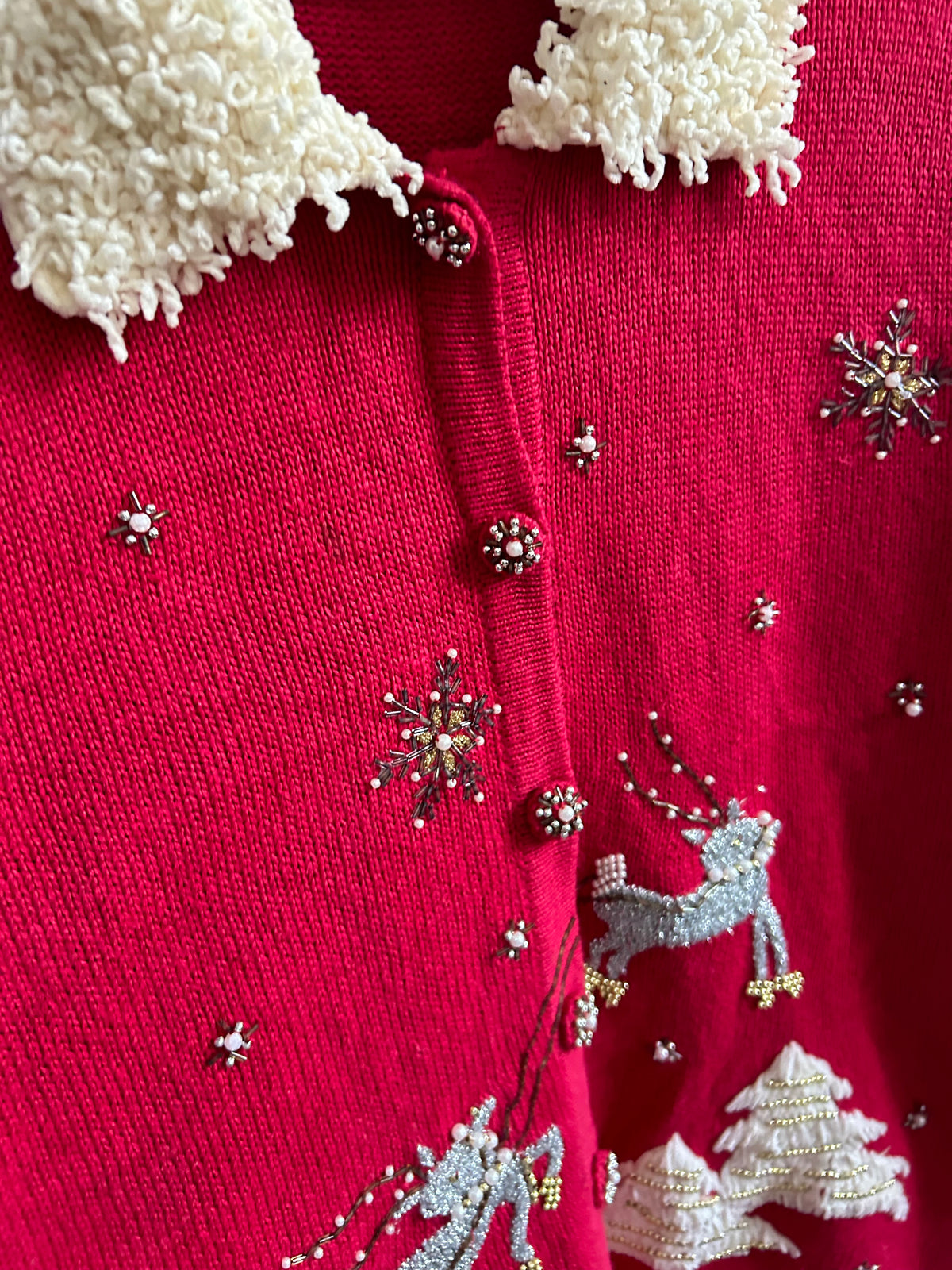 Vintage Reindeer Sleigh Christmas Cardigan