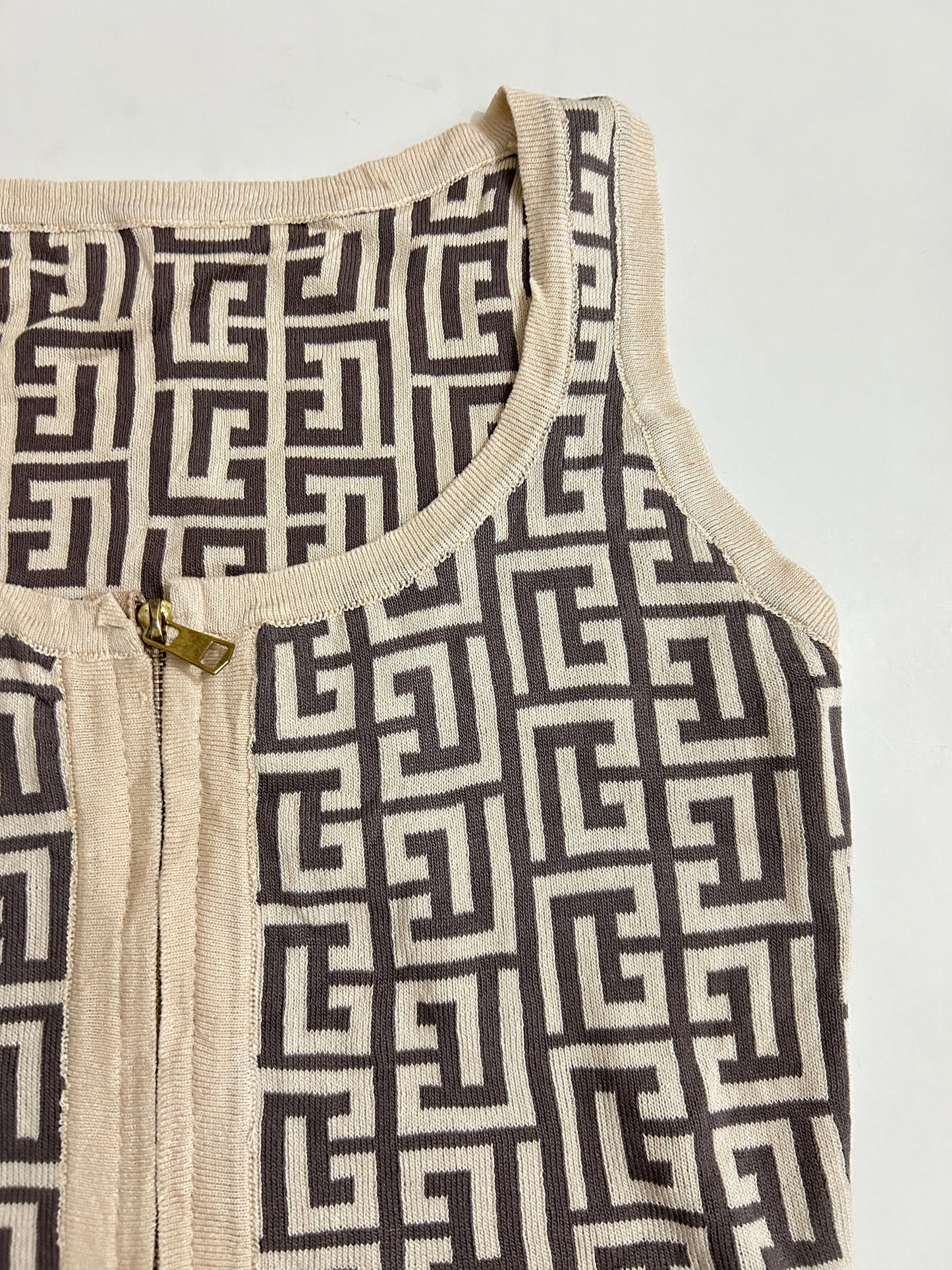 Fendy Print Front Zip Top