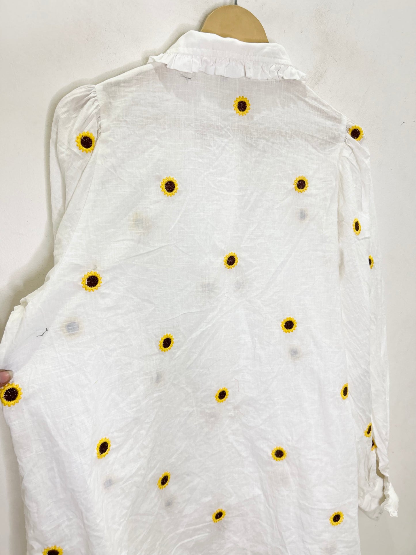 White Cotton Sunflower Shirt