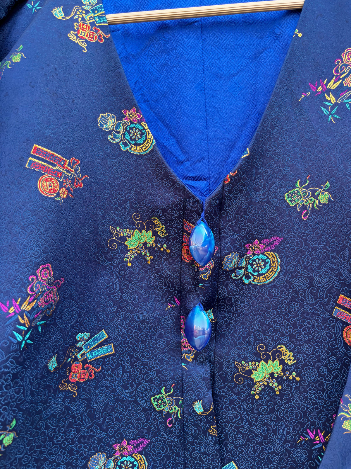 Blue Vintage Floral Jacket: 48”