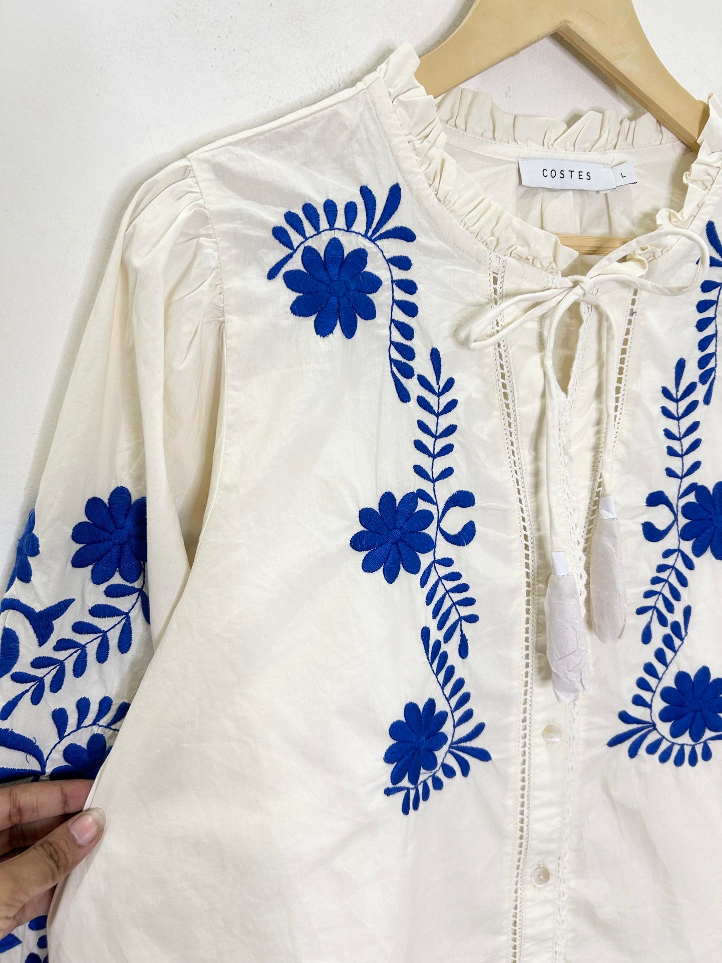 White Cotton Embroidered Blouse
